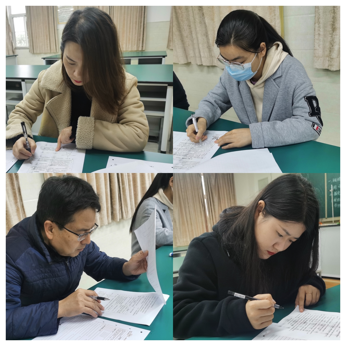 图为理化道法教师参加考试